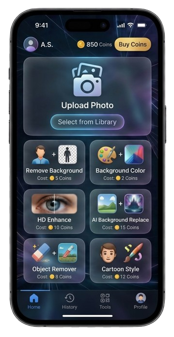 SnapPixel AI App Interface Mobile Preview